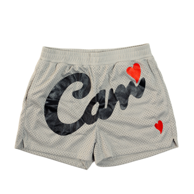 Mesh Shorts — “Gray Core Heart”