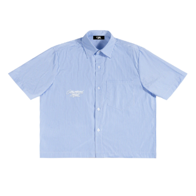 Hustlers Club Stripped Shirt — Blue