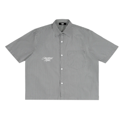 Hustlers Club Stripped Shirt — Gray